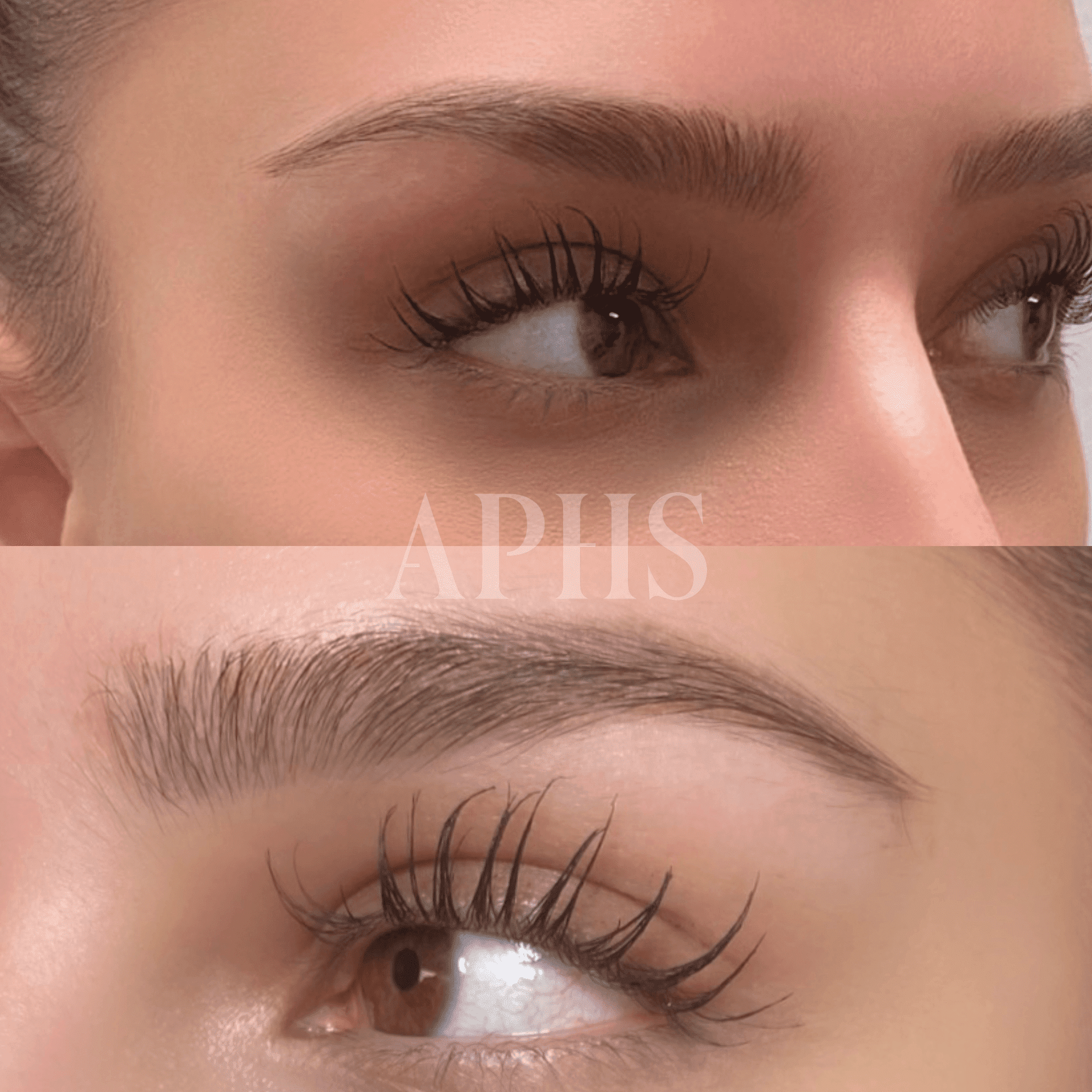 Two photos of girl with very nice shape eyebrow after ombre brow and brow sculpt.